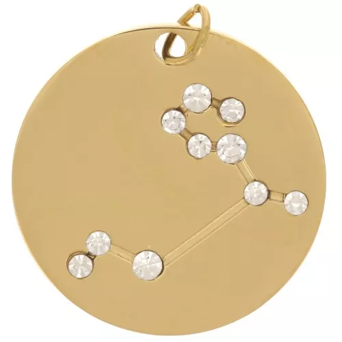 Pendente costellazione Leone 20mm con anello aperto - Acciaio inox dorato x1