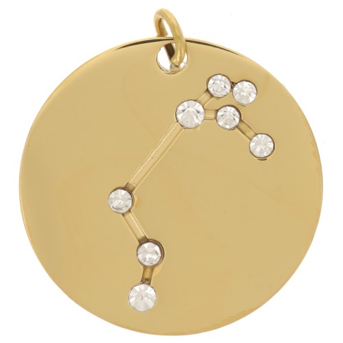 Pendente costellazione Ariete 20mm con anello aperto - Acciaio inox dorato x1