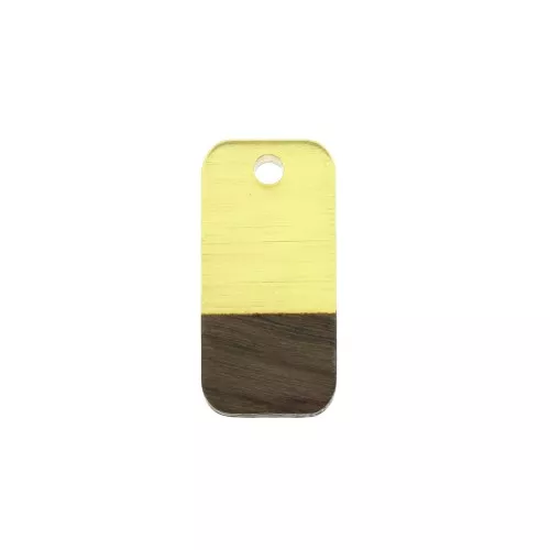 Ciondolo rettangolare in resina imitazione legno 21x10mm Giallo trasparente x1