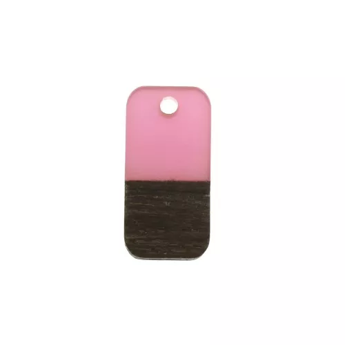 Ciondolo rettangolare in resina imitazione legno 21x10 mm Rosa / Marrone x1