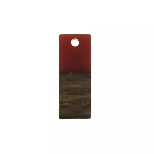 Ciondolo rettangolare in resina imitazione legno 23x9 mm Terracotta / Marrone x1