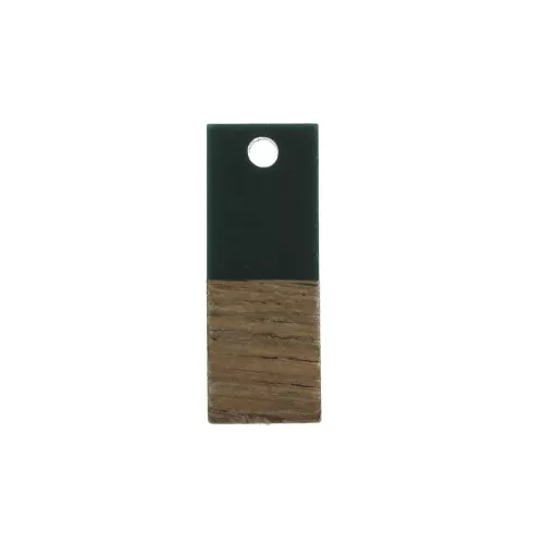 Ciondolo rettangolare in resina imitazione legno 23x9 mm Abete verde / Marrone x1
