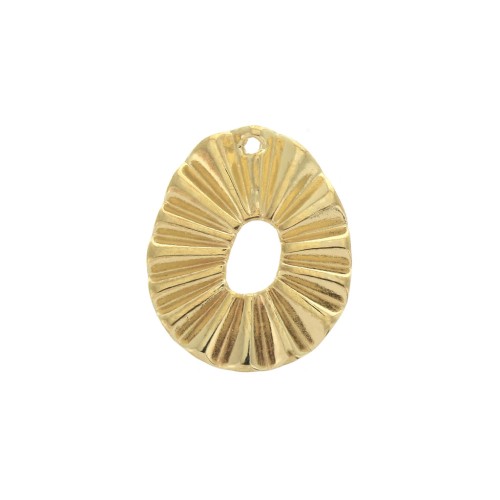 Ciondolo ovale irregolare effetto a pieghe zamak 22x18 mm - Dorato con oro fino x1