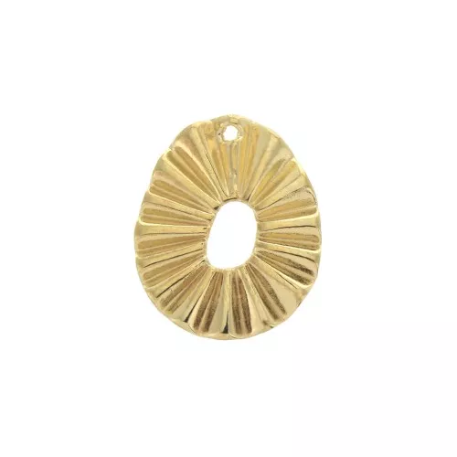 Ciondolo ovale irregolare effetto a pieghe zamak 22x18 mm - Dorato con oro fino x1