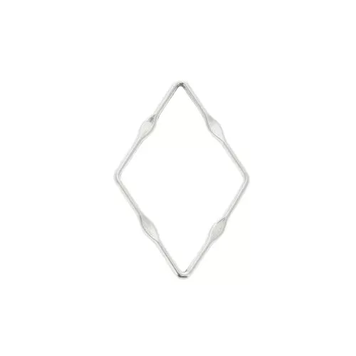 Connettore rombo lavorato 29x20 mm in zamac - Placcatura argento antico x1