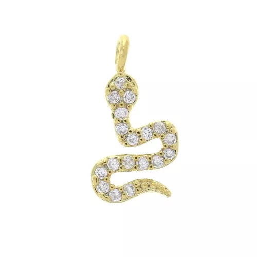 Ciondolo serpente in ottone con Ossido di zirconio 12.7x7 mm - Dorato x1