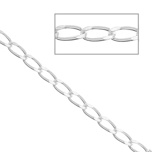 Maglia catena del cavallo / Specchio di Bilbao 1.55 mm Argento 925 x 50 cm