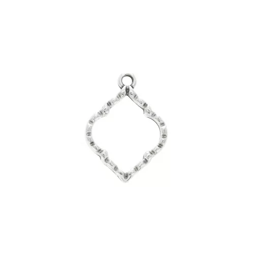 Pendente rombo testurizzato in zamac 22.5x16.5 mm Placcatura argento antico
