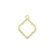 Pendente rombo testurizzato in zamac 22.5x16.5 mm - Dorato con oro fino x1