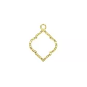 Pendente rombo testurizzato in zamac 22.5x16.5 mm - Dorato con oro fino x1