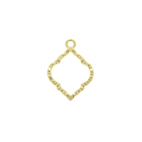 Pendente rombo testurizzato in zamac 22.5x16.5 mm - Dorato con oro fino x1