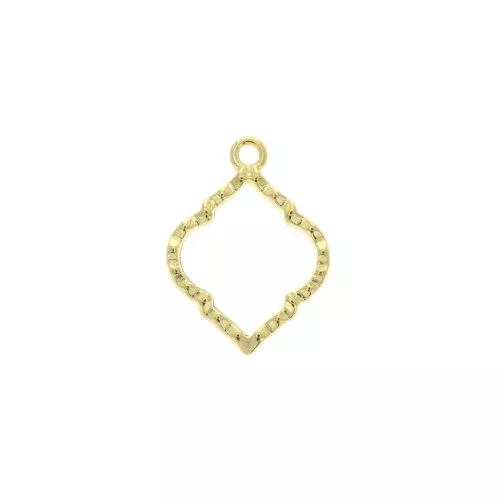 Pendente rombo testurizzato in zamac 22.5x16.5 mm - Dorato con oro fino x1