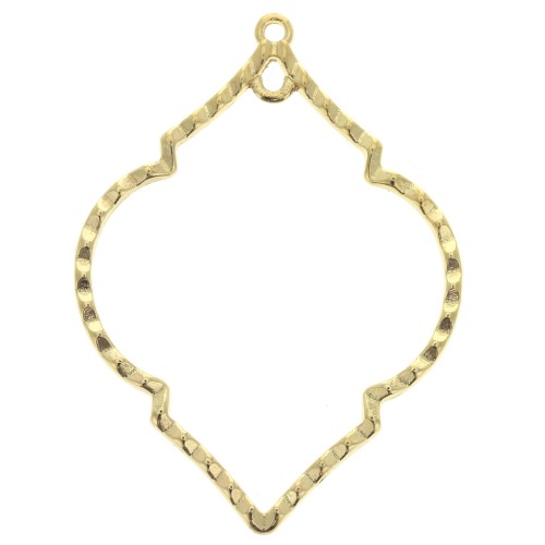 Pendente rombo testurizzato 2 anelli in zamac 51.5x38 mm - Dorato con oro fino x1