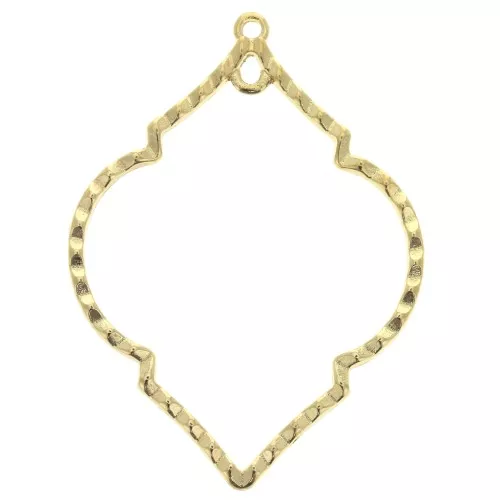 Pendente rombo testurizzato 2 anelli in zamac 51.5x38 mm - Dorato con oro fino x1
