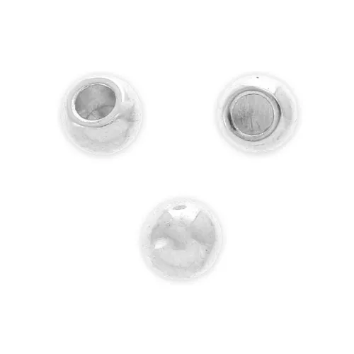 Chiusura palla di finitura per cordone 2 mm - Placcatura Argento Antico x10