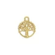 Breloque ronde Arbre de vie en zamac 12x10 mm - Dorato con oro fino x1