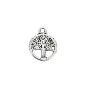 Ciondolo rotondo Albero della vita in zamak 12x10 mm Placcatura argento antico