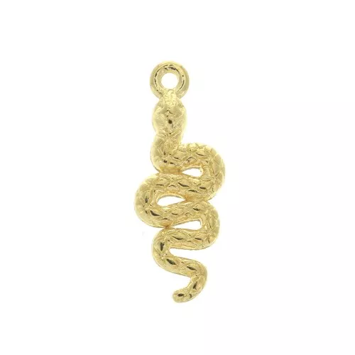 Ciondolo serpente in zamak 24x8.5 mm - Dorato con oro fino x1