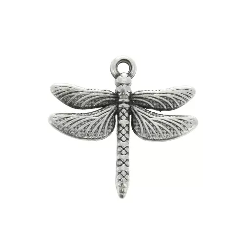 Ciondolo libellula in zamak 17.5x18 mm Placcatura argento antico