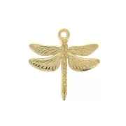 Ciondolo libellula in zamak 17.5x18 mm - Dorato con oro fino x1