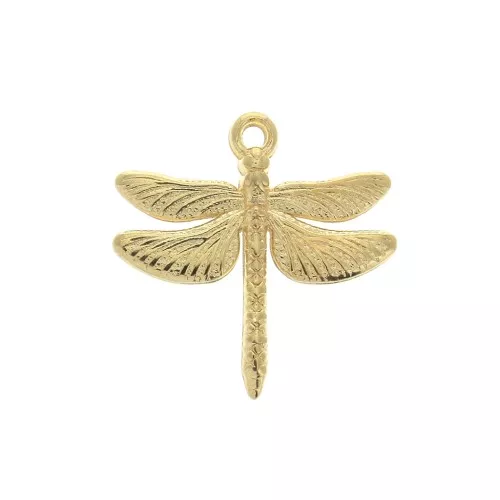 Ciondolo libellula in zamak 17.5x18 mm - Dorato con oro fino x1
