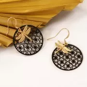 Ciondolo libellula in zamak 17.5x18 mm - Dorato con oro fino x1