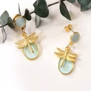 Ciondolo libellula in zamak 17.5x18 mm - Dorato con oro fino x1