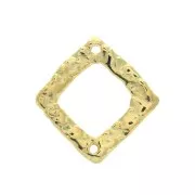 Distanziatore rombo martellato vuoto 2 fori 20x19mm - Dorato con oro fino x1