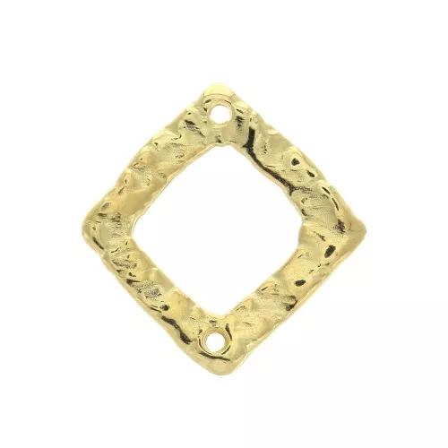 Distanziatore rombo martellato vuoto 2 fori 20x19mm - Dorato con oro fino x1