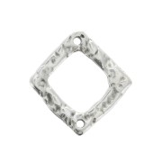 Distanziatore rombo martellato vuoto 2 fori 20x19mm x1 - Placcatura argento antico|raw }}
