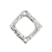 Distanziatore rombo martellato vuoto 2 fori 20x19mm x1 - Placcatura argento antico