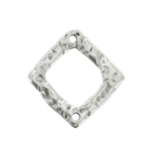 Distanziatore rombo martellato vuoto 2 fori 20x19mm x1 - Placcatura argento antico