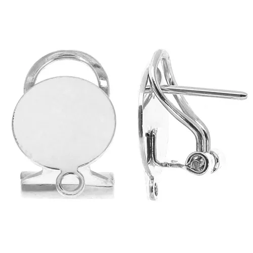 Orecchini clip con perno chiuso per le orecchie non forate - 18 mm Placcatura argento fino x2 - Perles & Co