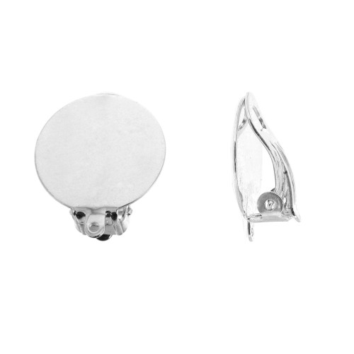 Orecchini clip con perno chiuso per le orecchie non forate - 18 mm Placcatura argento fino x2