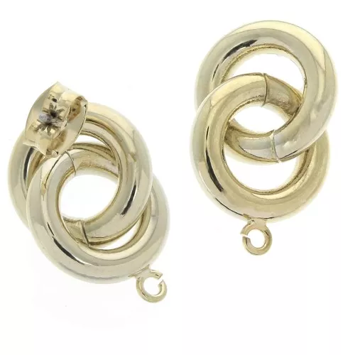 Orecchini rotondi intrecciati con anello aperto da decorare 23x13 mm - Dorato x2