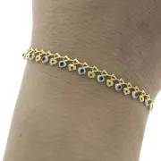 Catena fantasia occhio fortunato résina époxy 6 mm Bianco/Turchese/Dorato x50 cm