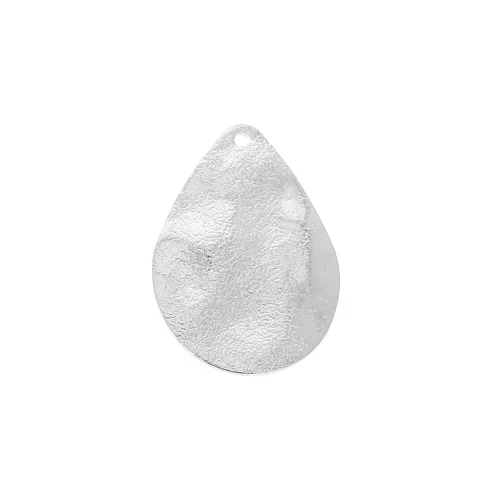 Sequin goccia spiegazzati in ottone 20x14 mm - Rodiato x1