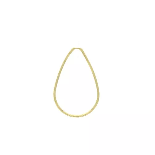 Ciondolo goccia forato in ottone 30.5x20 mm - Dorato x1