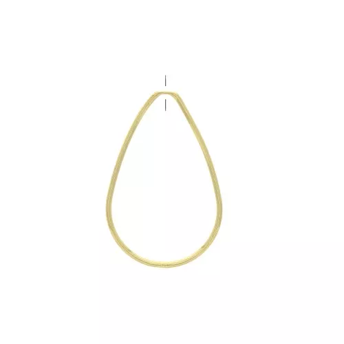 Ciondolo goccia forato in ottone 43x30 mm - Dorato con oro fino x1