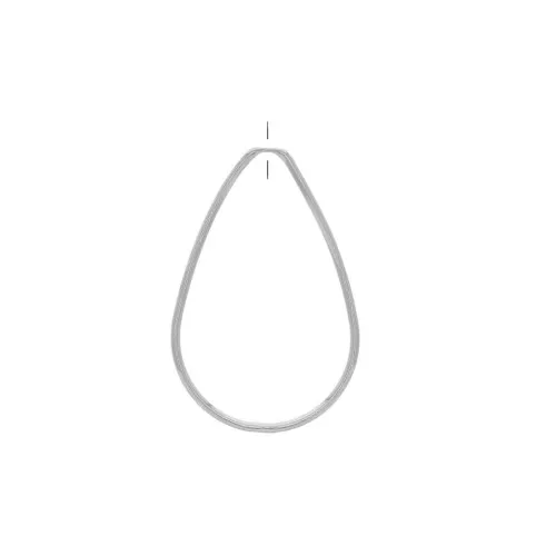 Ciondolo goccia forato in ottone 43x30 mm - Rodiato x1
