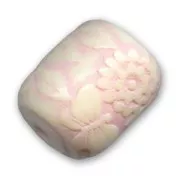 Perla barile rilievo fiore mm. 20x17 Light Rose x1