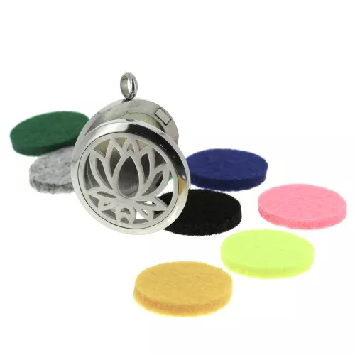 Medaglione fiori di loto diffusore di profumo e 10 ricariche - Acciaio inox x1