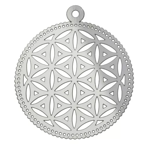Pendente leggero traforato - Fiore della vita 32x28 mm - Acciaio inox x1