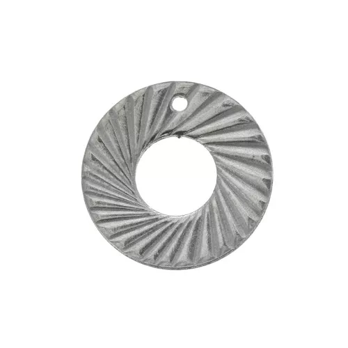 Ciondolo cerchio striato traforato 15 mm in Acciaio inox x1