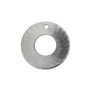 Ciondolo cerchio striato traforato 15 mm in Acciaio inox x1