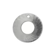 Ciondolo cerchio striato traforato 15 mm in Acciaio inox x1