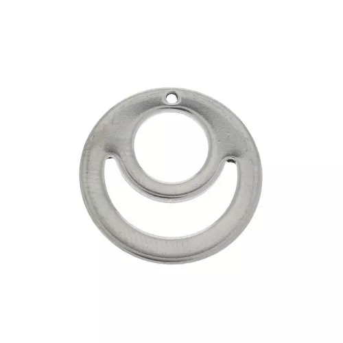 Ciondolo rotondo traforato a mezzaluna e cerchio 15 mm in Acier inox x1