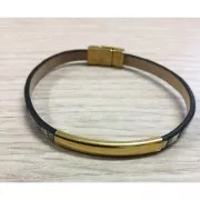 Passante tubo leggermente curvo 35x6mm ottone allacciatura 5mm - Dorato con oro fino x1