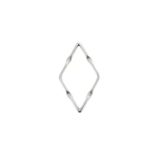 Distanziatore rombo lavorato 23x13 mm in zamac - Placcatura argento antico x1