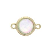 Connettore rotondo 2 anelli imitazione White Opale 19x12 mm Dorato x1